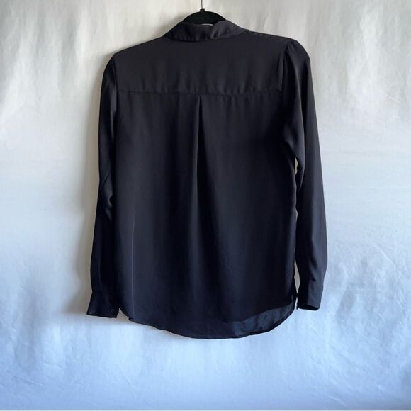 Women's H&M Black Semi Sheer Long Sleeve Button Down Shirt - Picture 8 of 8